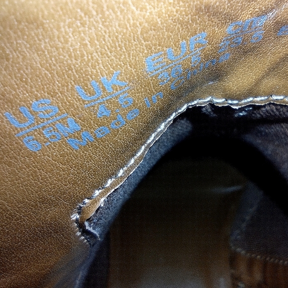 Franco Sarto Women's Happily Ankle Gold Leather Almond Toe Stacked Heel Booties - Picture 10 of 12